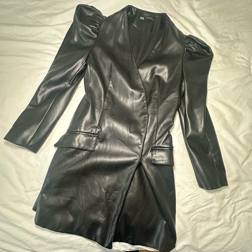 Black leather dress